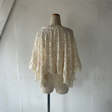 画像をギャラリービューアに読み込む, Cotton Lace Mix Poncho Cape Cardigan &amp; Back Ribbon P/O BL &amp; Wrap SK
