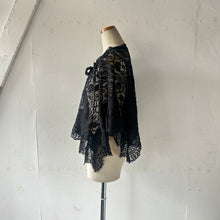 画像をギャラリービューアに読み込む, Cotton Lace Mix Poncho Cape Cardigan &amp; Back Ribbon P/O BL &amp; Wrap SK
