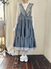 画像をギャラリービューアに読み込む, French terry lace mix V/N jumper dress NEW
