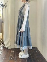 画像をギャラリービューアに読み込む, French terry lace mix V/N jumper dress NEW
