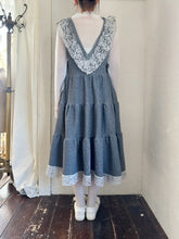 画像をギャラリービューアに読み込む, French terry lace mix V/N jumper dress NEW
