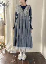 画像をギャラリービューアに読み込む, French terry lace mix V/N jumper dress NEW
