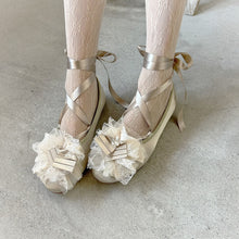 画像をギャラリービューアに読み込む, pleats tape mix lace frill ballet shoes
