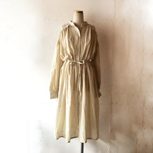 将图片加载到图库查看器，Cotton Polyester Hemp Loan Front Open puff sleeve one piece dress #1933539
