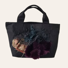 将图片加载到图库查看器，Floral JQ &amp; fur mix canvas tote bag
