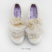 将图片加载到图库查看器，Swan lace motif &amp; dot tulle frill Dorothy platform shoes #5935965
