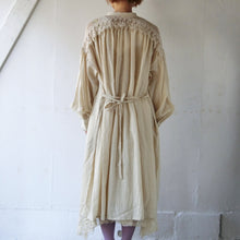 将图片加载到图库查看器，Cotton Polyester Hemp Loan Front Open puff sleeve one piece dress #1933539
